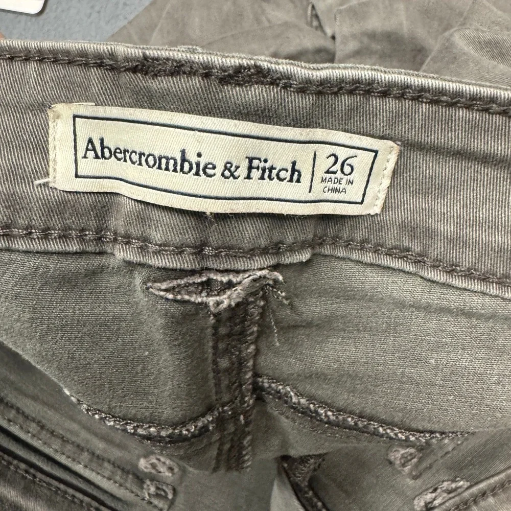 Abercrombie & Fitch Pants Womens 26 (28x28 ACTUAL) Skinny Gray Moto Snap Ankle